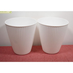 Elegant White Ribbed Waste Bin Set